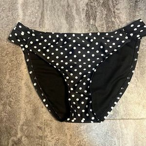 Massimo Black and White Polka Dot Bikini Bottom Size Small